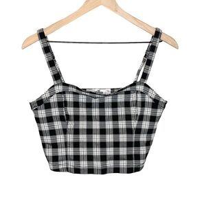 Women's Hollister black white plaid cropped top